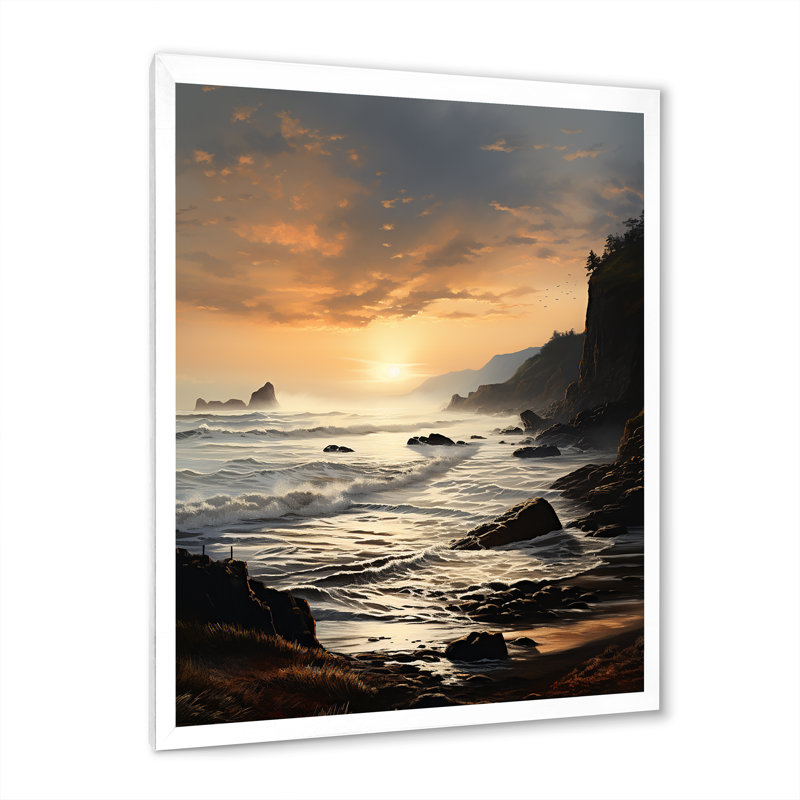 «Beach Photo Serene Shores», reproduction d'art sur toile encadrée, H 44 po x l 34 po x P 1,5 po, Blanc