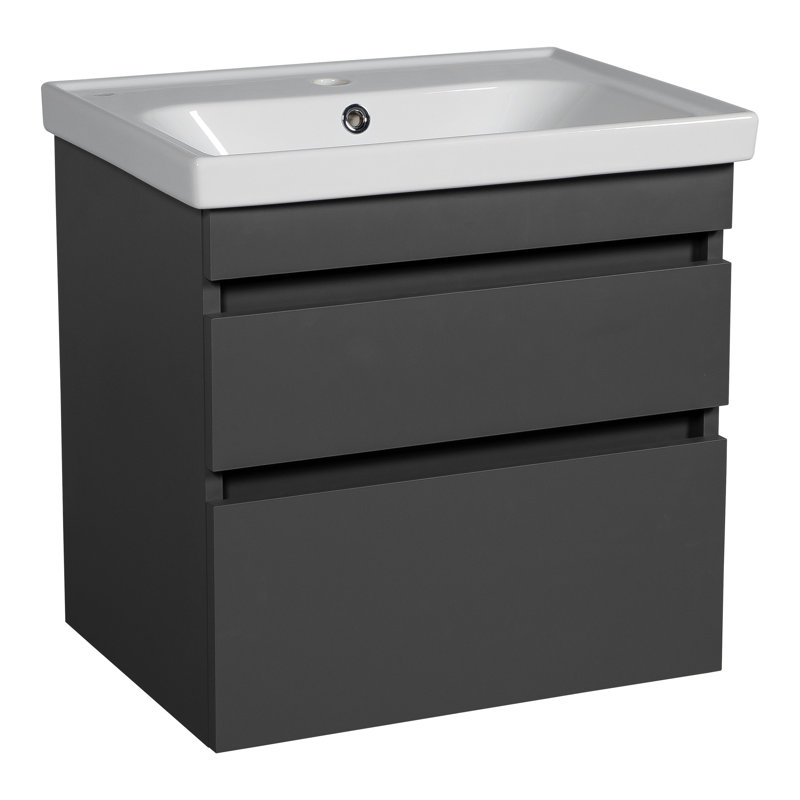 Navkiran 39.6'' Single Bathroom Vanity with Ceramic Top with Mirror