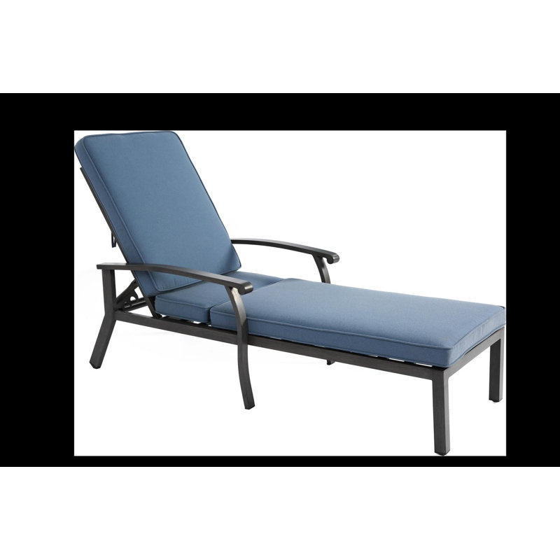 Outdoor Chaise Lounge Chair With Adjustable Backrest, Blue