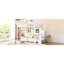 Lit mezzanine haut simple en métal avec escalier et rangement, blanc pour, 94,3 longs, 47,8 larges escaliers, garde-robe de rangement intégré, X 73,4 dimensions