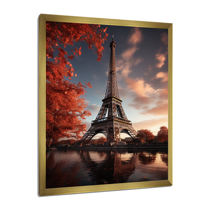 Iyaaz France Eiffel, enchantement sur toile, H 44 po x l 34 po x P 1,5 po, Encadrement doré