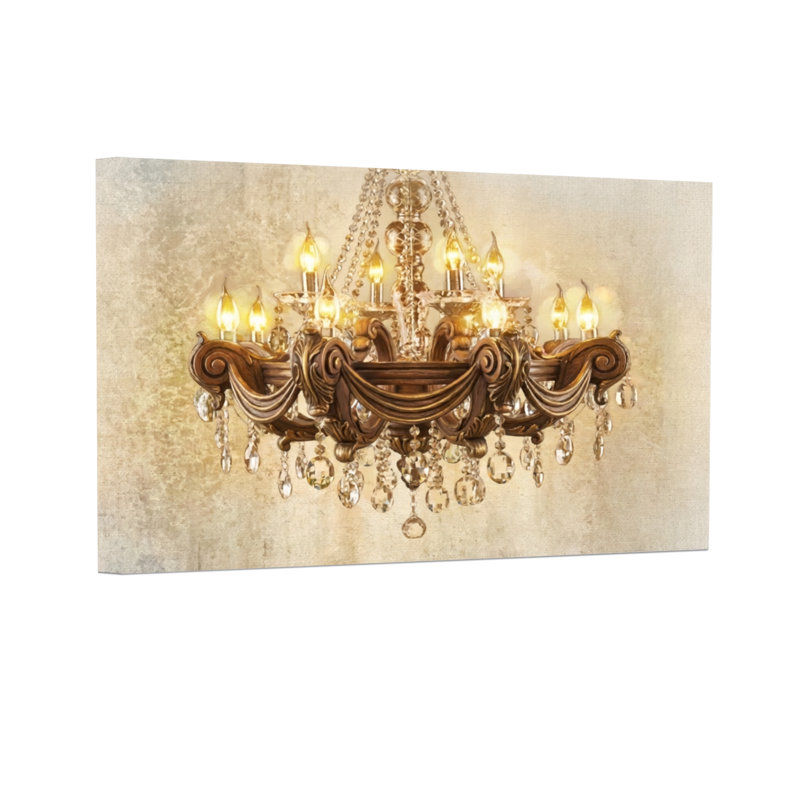 Lustre à la mode élégant avec éclairage en cristal et motif décoratif sur fond rétro, H 16 po x l 24 po