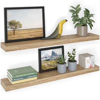 Sydney 36" W x 6" D Floating Shelves Set with Invisible Wall Mount Brackets