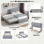 Lit plateforme simple tapissier avec lit gigogne, lit gigogne peut être plat ou surélevé, conception peu encombrante, gris-507079465