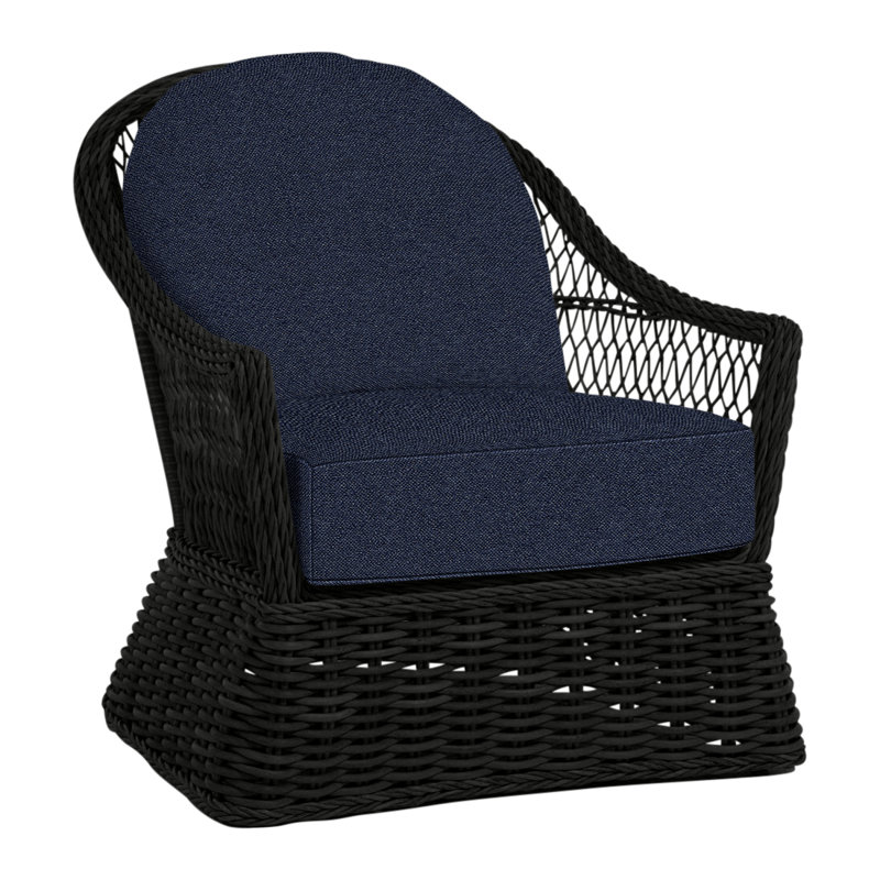 Soho Patio Chair with Cushions, No Welt, Black, Intermix Indigo