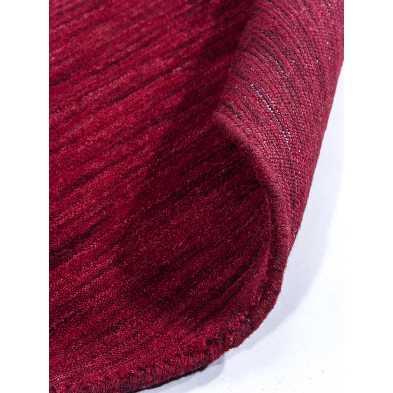 Hand Knotted Loom Wool Eco-Friendly Area Rugs -Square, Dark Red Color, Plain Solid Design, High Pile Thick Handmade Anti Skid Area Rugs for Living Room, Bed Room