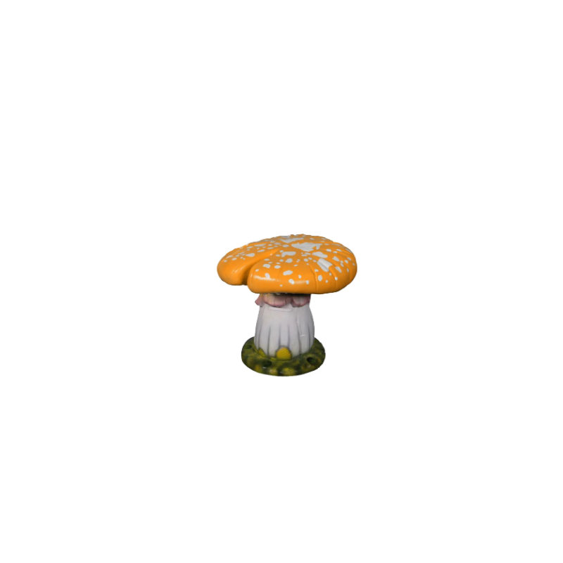 Statue de tabouret de champignon simple divisé surdimensionné, Blanc / vert / orange