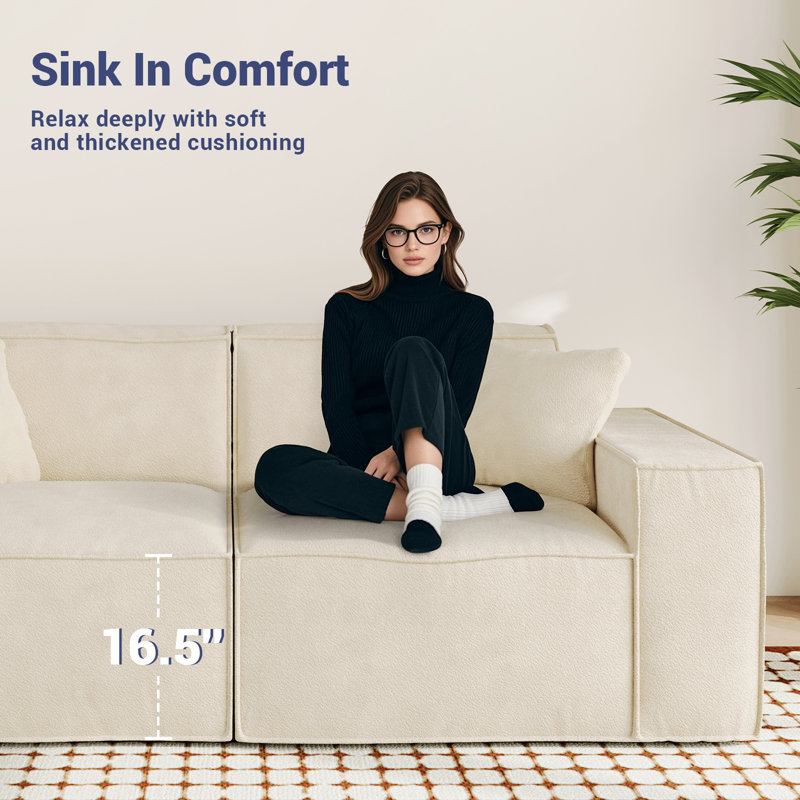 Canapé modulaire Boneless Cloud, canapé modulaire moderne avec sièges profonds, canapé rembourré en chenille désossé pour le salon, la chambre à coucher