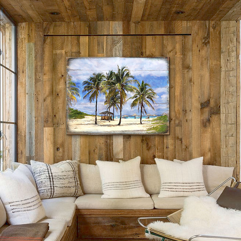 Bloc de bois de plage palm trees Sowder, H 5,5 po x l 7 po x P 1 po