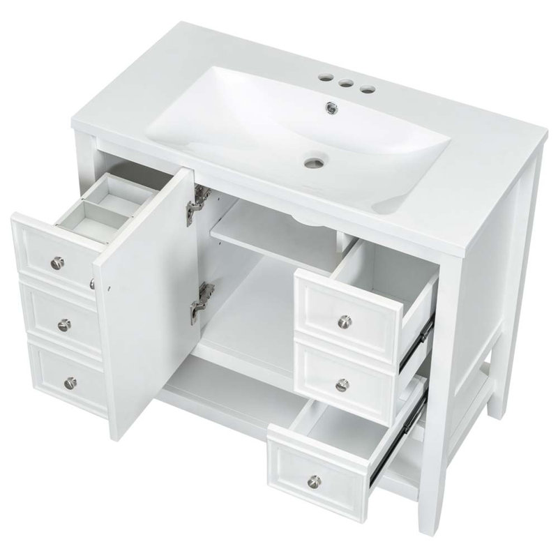Ensemble de meuble-lavabo simple 36 po avec plateau élisander, Blanc