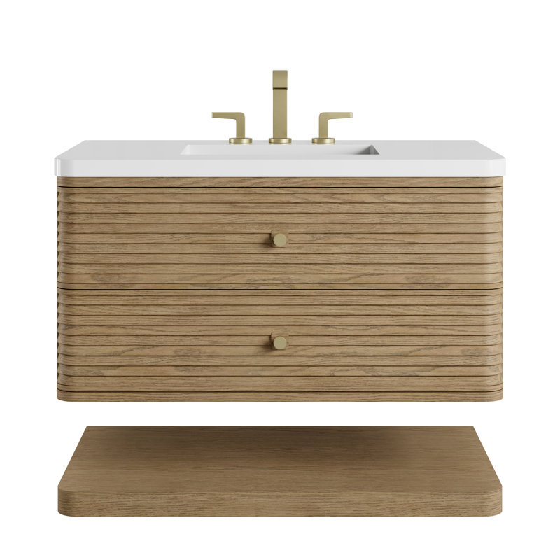 Allamari 36" W Single Vanity, White Zeus Silestone, 8" Widespread, Dune Mist