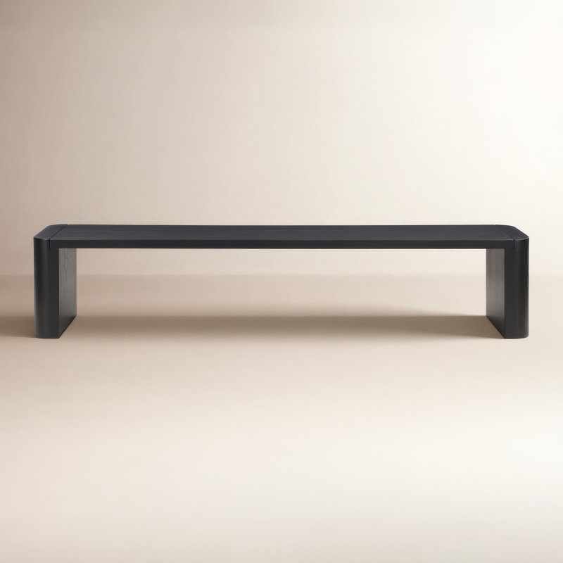 Channing 62"-82" Solid Wood Bench, Black, 17" H x 82" W x 16" D