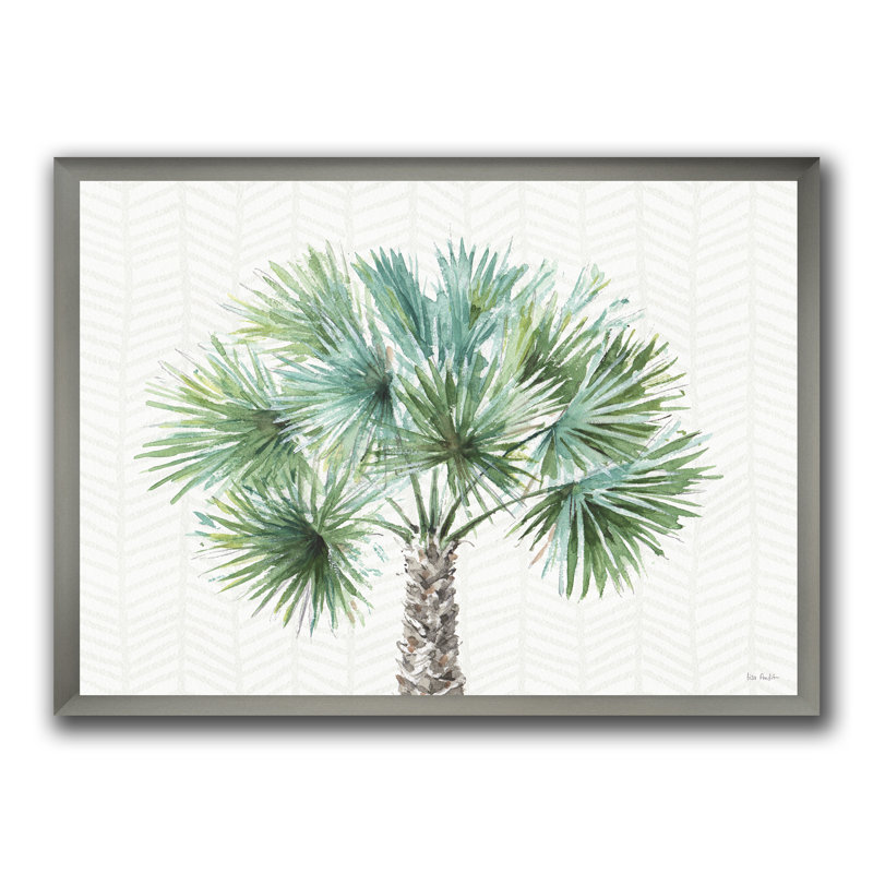 « mixed botanique verts palms iii », reproduction d’art sur toile, H 36 po x l 46 po x p 1,5 po, Cadre argenté