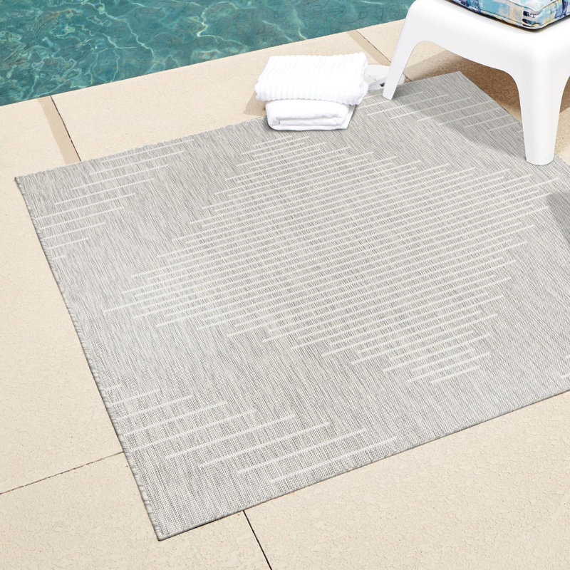 Tapis intérieur / extérieur gris Ava-Mary, Carré 10 pi