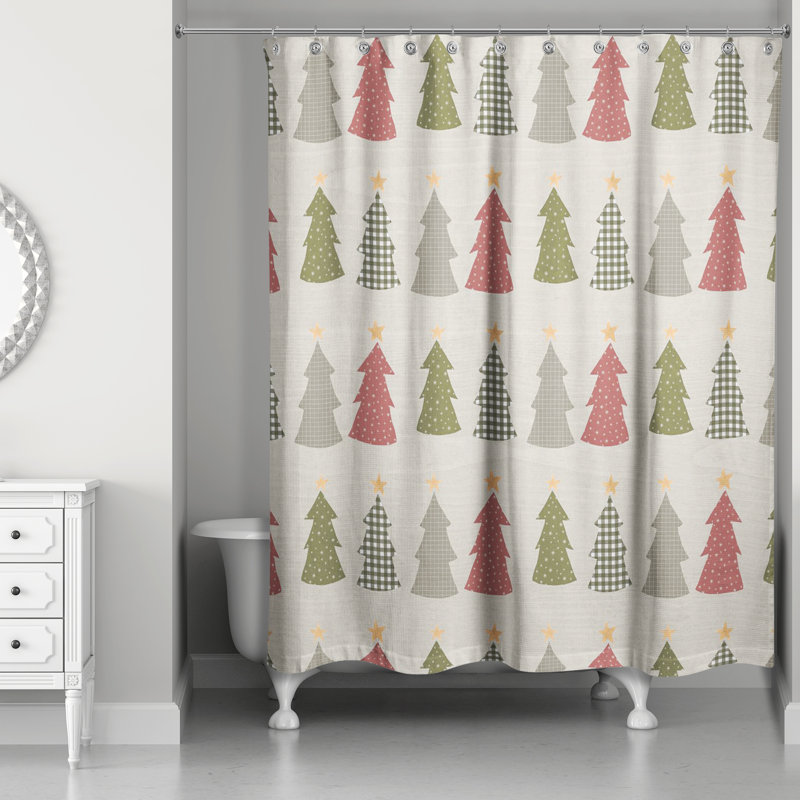 Cream Tree Pattern Shower Curtain, Cream