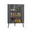 Armoire de rangement moderne à 3 niveaux avec portes en verre trempé, tablettes amovibles et structure en métal