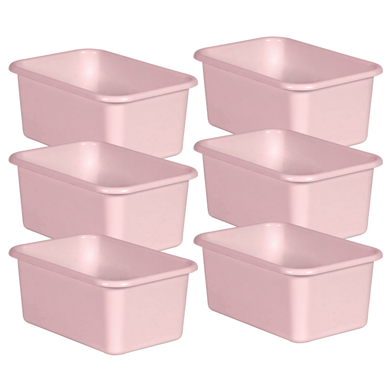 Ensemble de bacs en plastique, Rosé, H 7,75 po x l 11,38 po x P 5 po