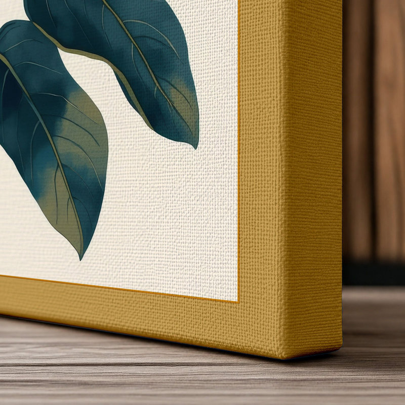 Coral Bloom Study Botanical 1 Piece Wrapped Canvas Wall Art, 30x20 - 76.2 x 50.8 cm, Ochre Border