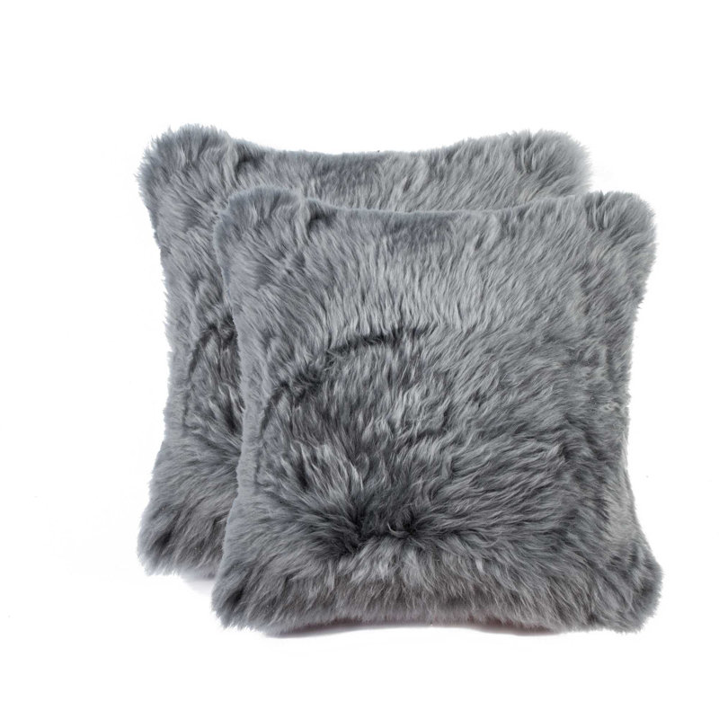 Set of Two Throw Pillows, 18"H x 18"W, Gray