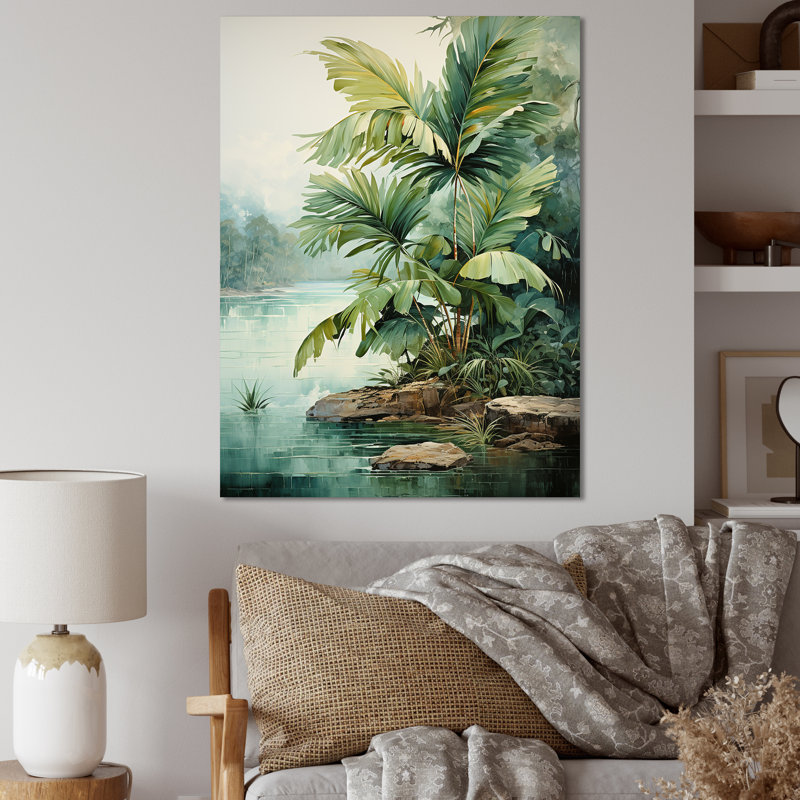 " Beachside Palms Tranquility I ", Wrapped Canvas, 32" H x 16" W x 1" D