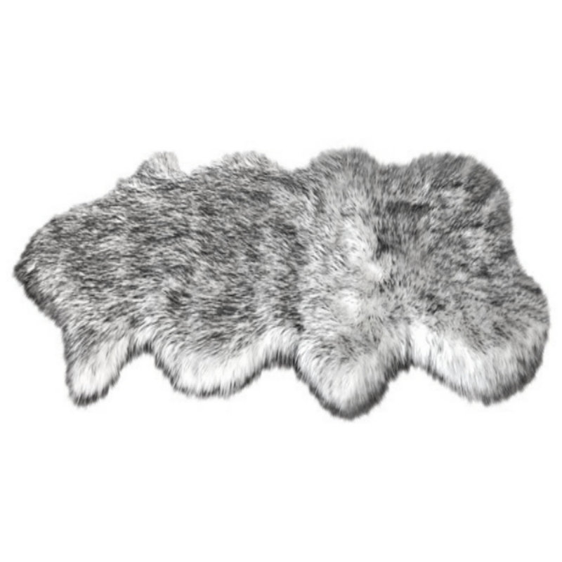 Tapis gris à poils longs fabriqué à la main Amaranta, Nouveauté 2 pi x 4 pi