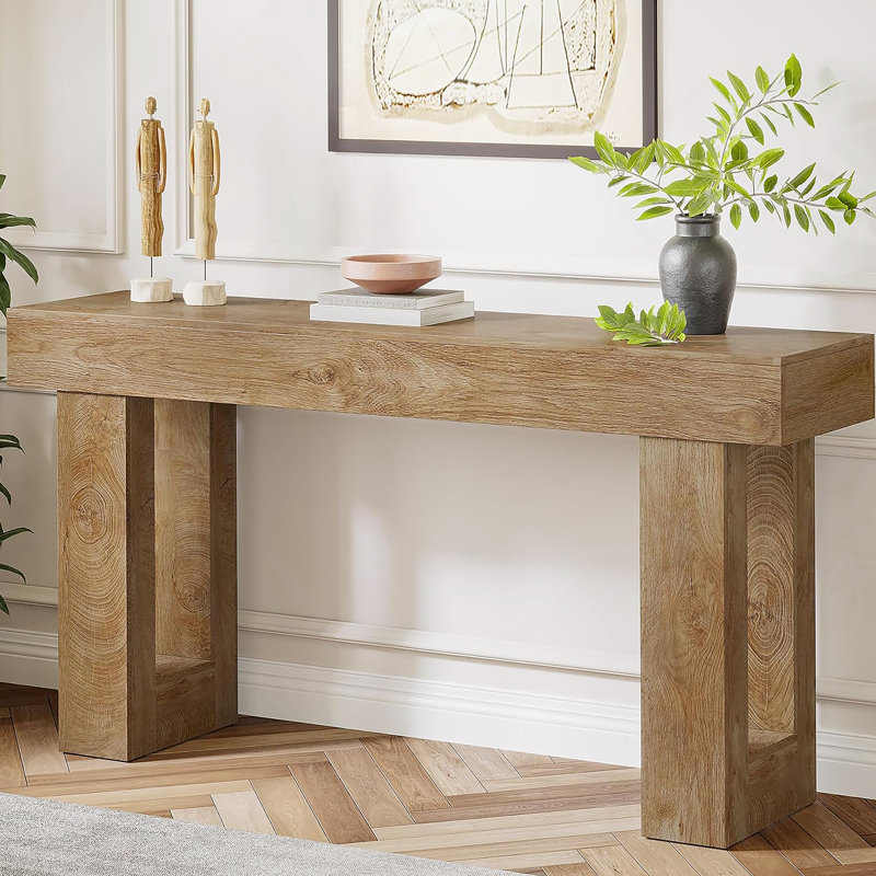 Console 63 pouces Farmhouse, Bois naturel