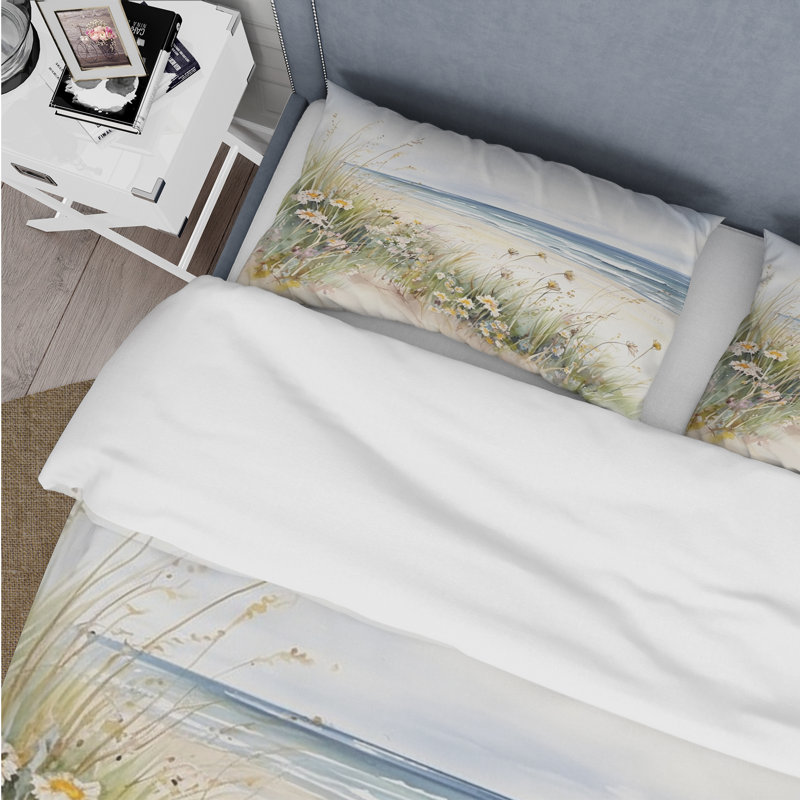 Ensemble de housse de couette à motif floral Wildflowers On The Beach - Microfibre de polyester
