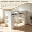 Lit mezzanine blanc double avec bureau et armoire intégrés
