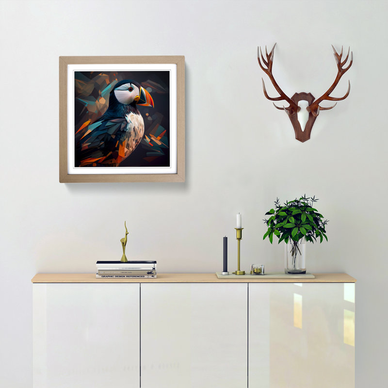 Puffin Abstract No.1 - Framed Print, Oak