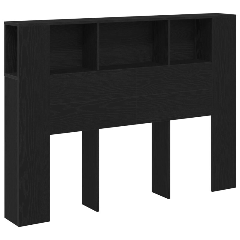 Solid Wood Bookcase Headboard, European Double (140 x 200cm), Black Oak