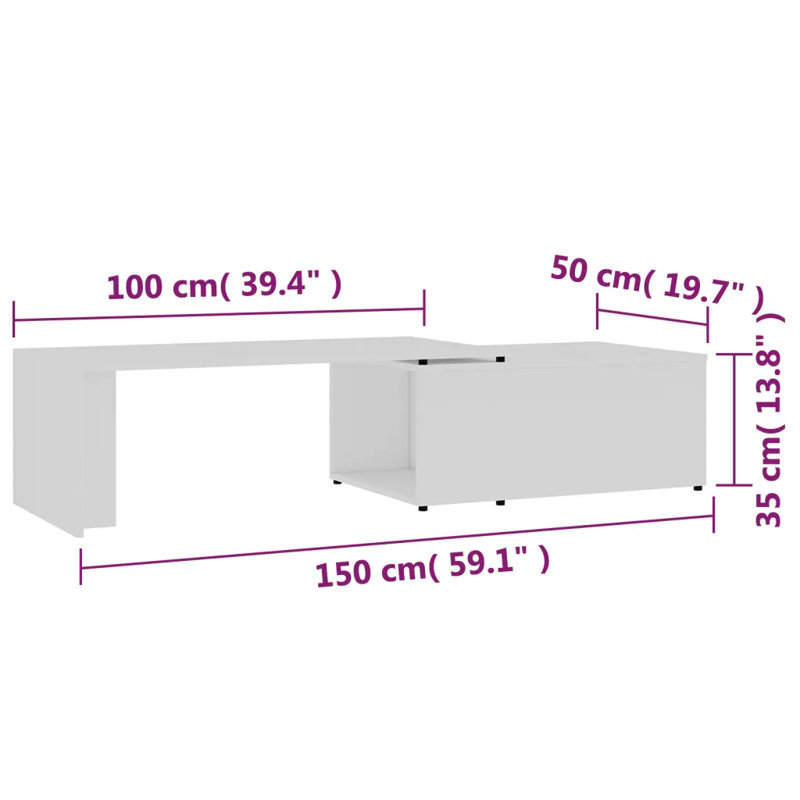 Mayme Floor Shelf Coffee Table, White