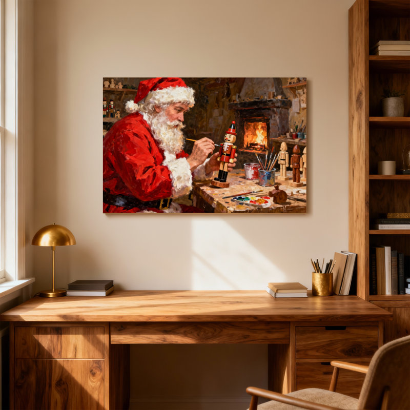 Casse-noisette de Noël père Noël dans un atelier, H 28 po x l 40 po