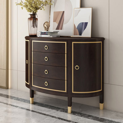 Console en bois massif en demi-cercle