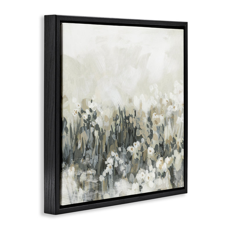 Cadre flottant gris et beige, design par June Erica Vess, Cadre flottant noir de jais, H 18 po x l 18 po
