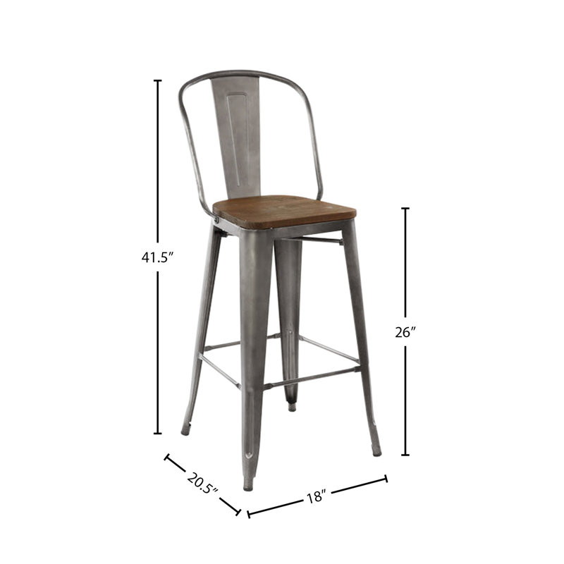 Bar empilable avec siège en bois Melien, Tabouret de comptoir (siège d'une hauteur de 26 p