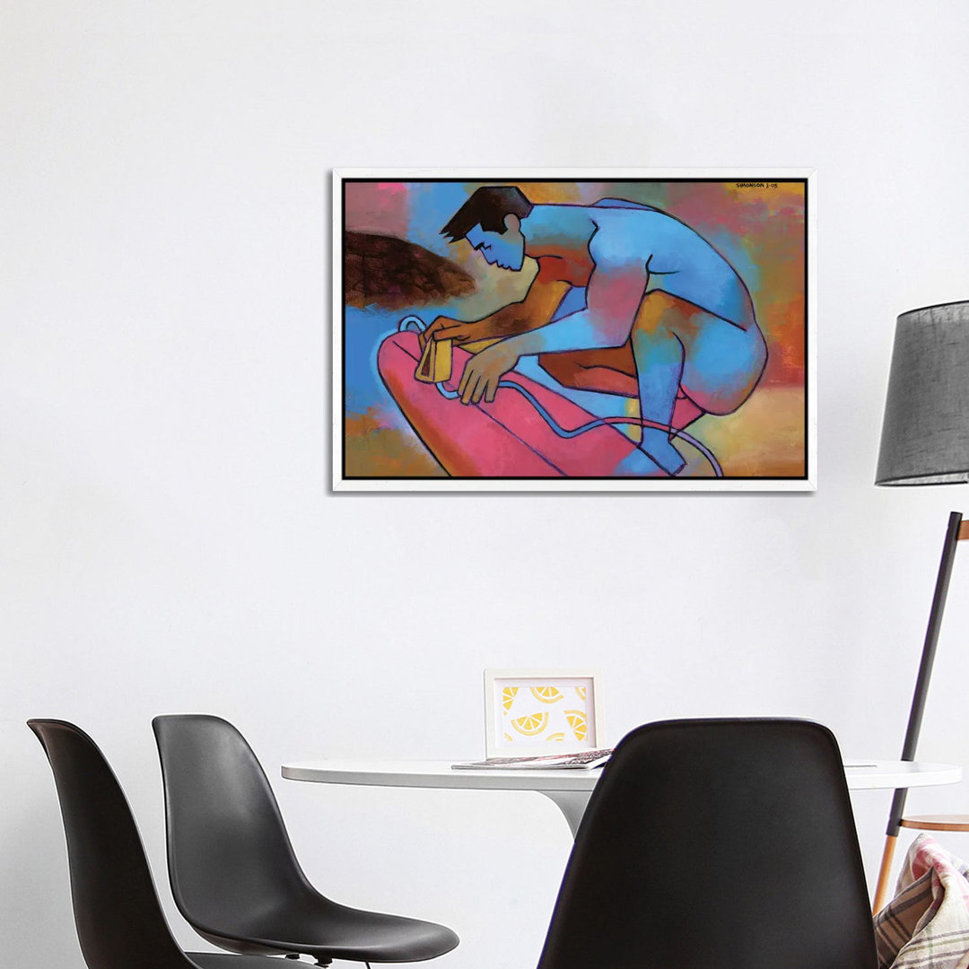 Blauer Surfer von Douglas Simonson - Galerieverpackte Leinwand Giclée auf Leinwand