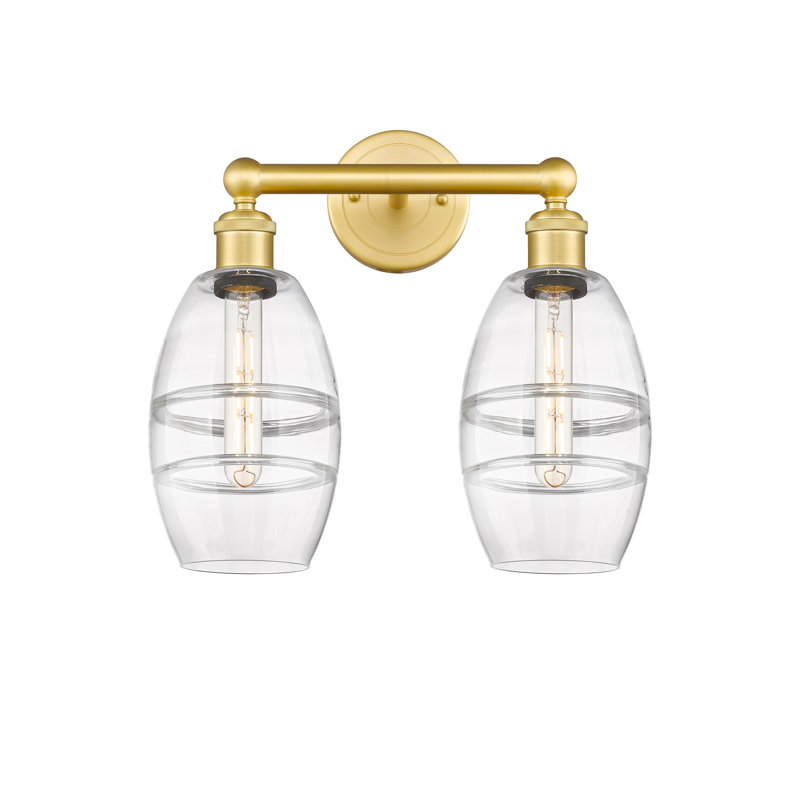 Éclairage pour meuble-lavabo à 2 lumières Kusham, Or satiné, Transparent