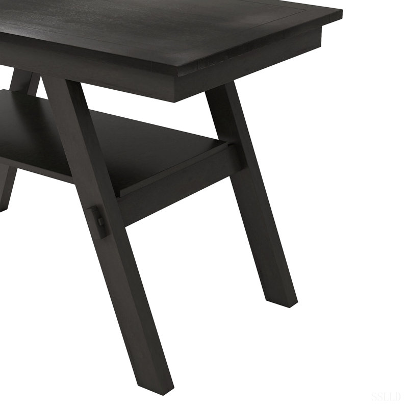 Ensemble de table de salle à manger 6 pièces à hauteur de comptoir en bois avec tablette de rangement, ensemble de table de cuisine avec banc et 4 chaises, style rustique
