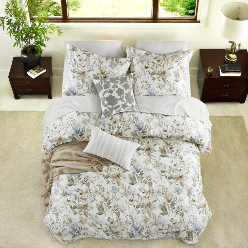 Ensemble de literie élégant en coton très grand californien, luxe floral pour la maison