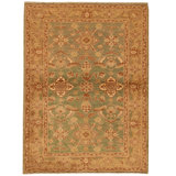 Hand Knotted Wool Area Rug in Light Green And Beige