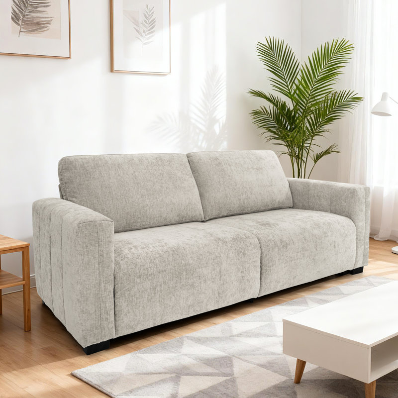 Cloud Modern Upholstered Sofa Deep Seat Couches With Wide One-piece Sofa Cushion, Gray