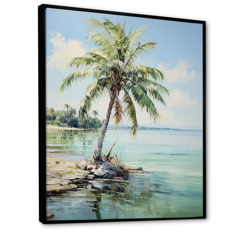 «Antietam Minimalisme Plam Tree Solitude II», reproduction sur toile, Cadre flottant noir, H 20 po x l 12 po x P 1 po