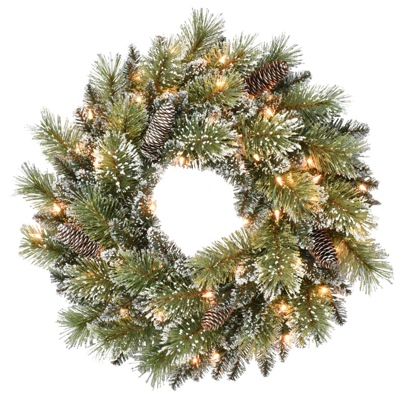 Faux Lighted Pine Rattan 24'' Wreath