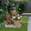 Statue d'extérieur de jardinière solaire chiot assis