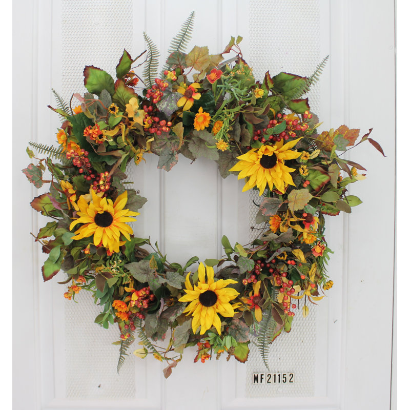Handcrafted Faux Sunflower Foam 24'' Wreath
