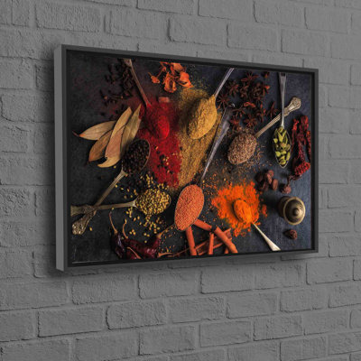 Large Modern 3D Spices Wall Art Featuring a Colorful Array of Herbs and Spices on Cotton Canvas Ideal for Kitchen Decor