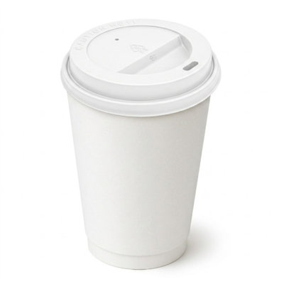 10oz White Poly Paper cups with White Dome Lids
