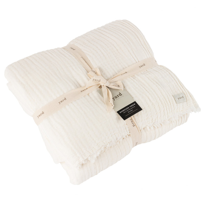 Knitted Throw Blanket, White, W240 x L260cm