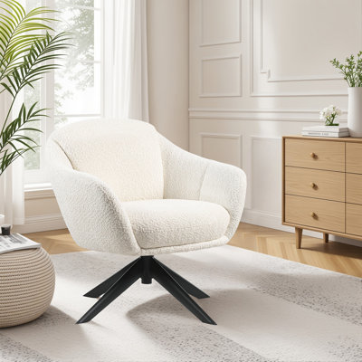Lisete Metal And Fabric Swivel Lounge Chair