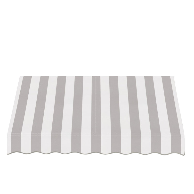 Awntech San Francisco Acrylic Fabric Fixed Awning, Gray/White Stripe, 24" H x 88.5" W x 42" D